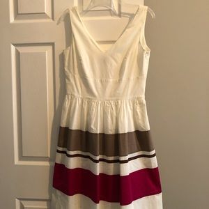 ANN TAYLOR Fit & Flare Cotton Sundress, White,SZ 6